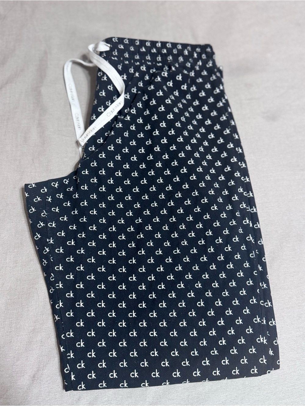 Calvin Klein Black and White Logo-Print Lounge Pants